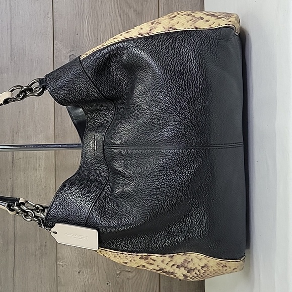 Coach Exotic Lexy Snake Black Pebble Leather Shoulder Bag F57505 - Picture 2 of 13